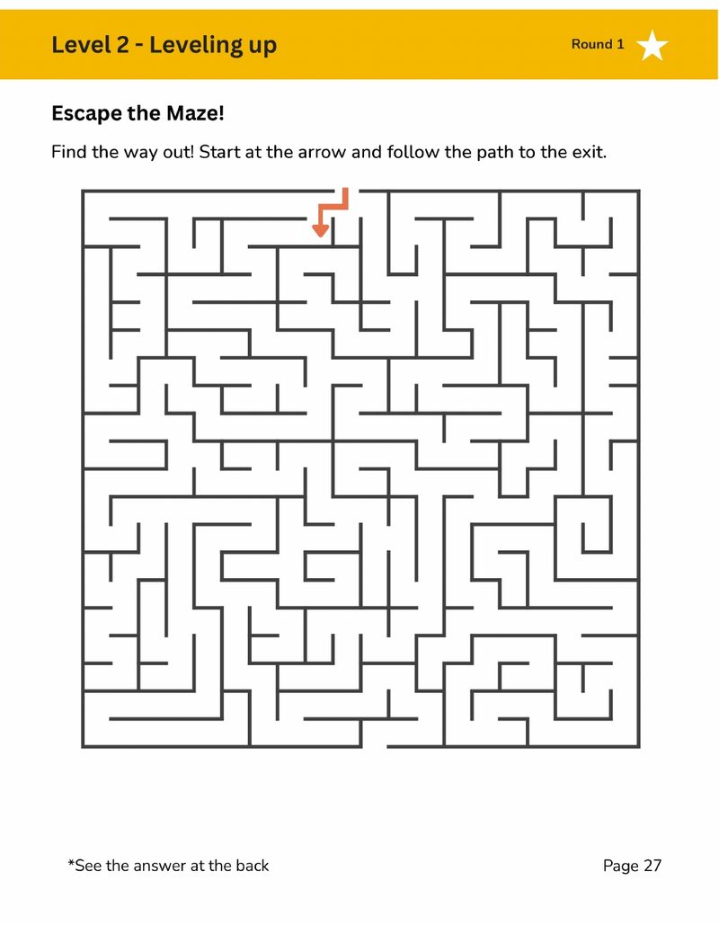 Level 2 maze page, medium difficulty