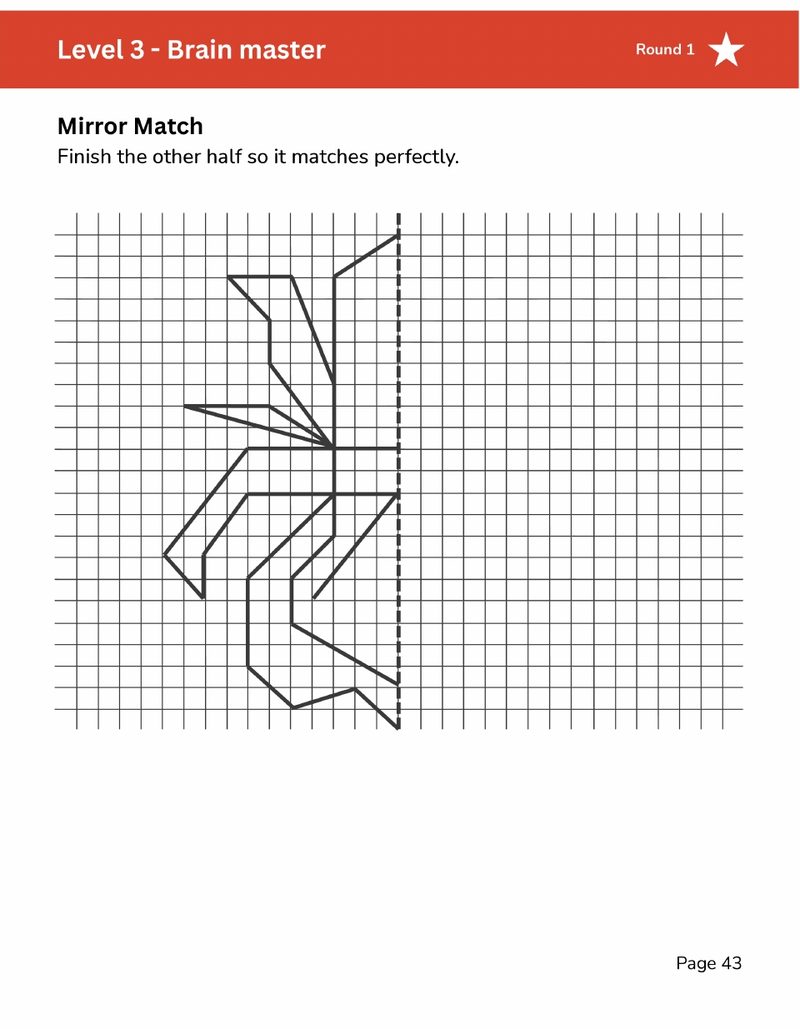 Mirror drawing symmetry page for kids ages 7 to 10